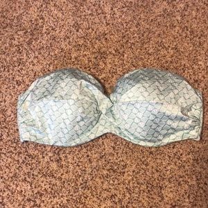 Used Victoria’s Secret Swim top strapless/halter 38D green teal sea shells